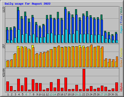 Daily usage for August 2022